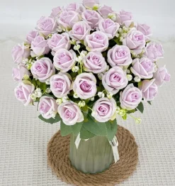 Dtopbuyage - Fleurs artificielles, gypsophile et rose diamant 2 pièces violet Online