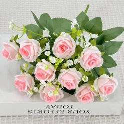 Dtopbuyage - Fleurs artificielles, gypsophile et rose diamant 2 pièces rose Online