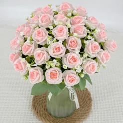 Dtopbuyage - Fleurs artificielles, gypsophile et rose diamant 2 pièces rose Online