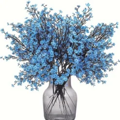 Dtopbuyage Plantes Artificielles | - Fleurs pour maison mariage fête etc blue cerez 10 bâtons