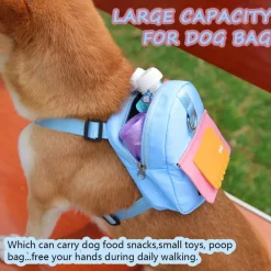 Dtopbuyage - Harnais pour chien avec sac à dos - bleu Outlet