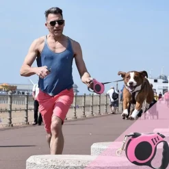 Dtopbuyage - Laisse rétractable 5m rose pour chien Hot