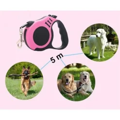 Dtopbuyage - Laisse rétractable 5m rose pour chien Hot