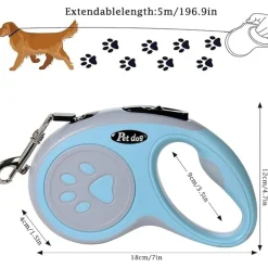 Dtopbuyage - Laisse rétractable 5 m pour chiens petit moyen taille bleu Discount