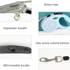 Dtopbuyage - Laisse rétractable 5 m pour chiens petit moyen taille bleu Discount