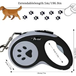 Dtopbuyage - Laisse rétractable 5 m pour chiens petit moyen taille noir Hot