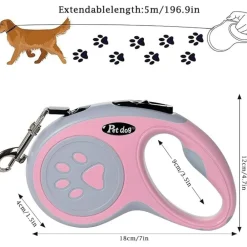 Dtopbuyage - Laisse rétractable 5 m pour chiens petit moyen taille rose Hot