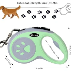 Dtopbuyage - Laisse rétractable 5 m pour chiens petit moyen taille vert Hot