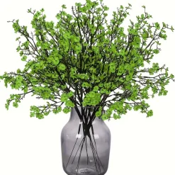 Dtopbuyage - Lot de 10 fleurs artificielles de gypsophila vert pour diverses décorations Clearance