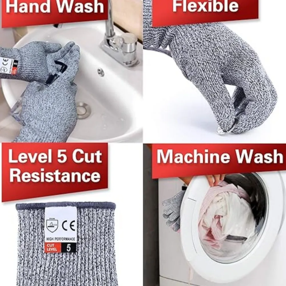Dtopbuyage Vêtement Pour Le Jardin | - Lot de 4 gants anti - coupures niveau 5 (2m+2l)