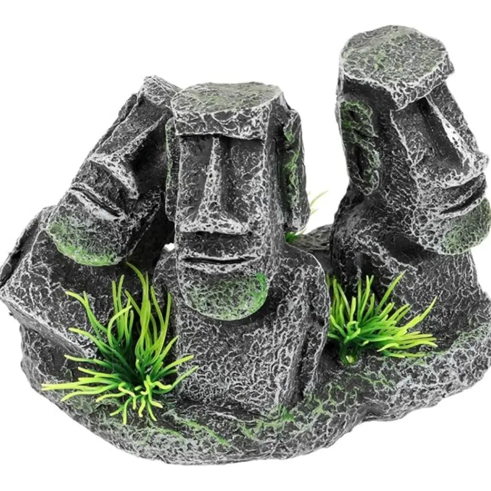 Dtopbuyage Plantes Et Décoration | - Ornement aquarium statue moai en résine