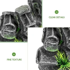 Dtopbuyage Plantes Et Décoration | - Ornement aquarium statue moai en résine