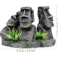 Dtopbuyage Plantes Et Décoration | - Ornement aquarium statue moai en résine