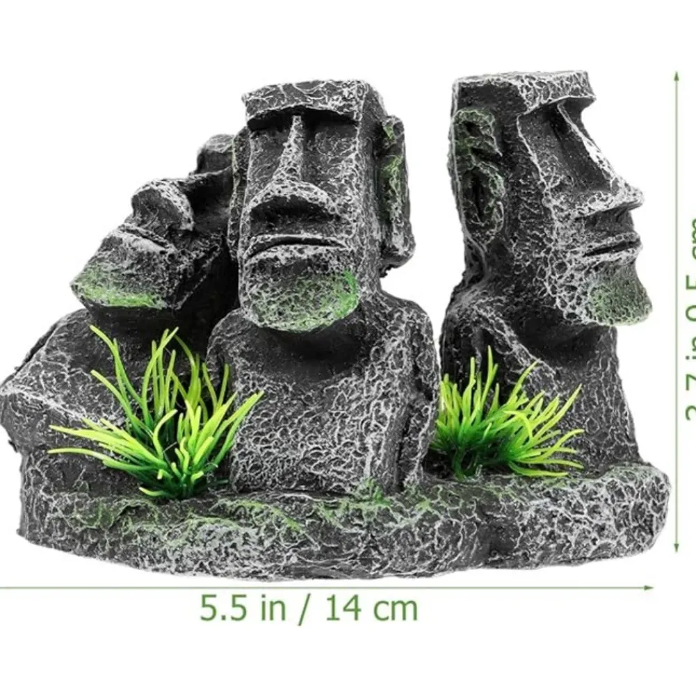 Dtopbuyage Plantes Et Décoration | - Ornement aquarium statue moai en résine