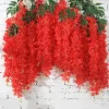 Dtopbuyage - Paquet de 12 rotins de fleurs artificielles de glycine et de violet pour mariage rouge Best