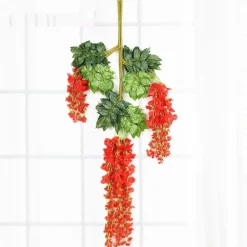Dtopbuyage - Paquet de 12 rotins de fleurs artificielles de glycine et de violet pour mariage rouge Best