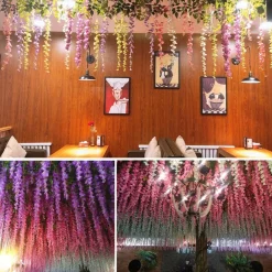 Dtopbuyage - Paquet de 12 rotins de fleurs artificielles de glycine et de violet pour mariage rouge Best