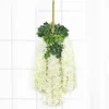 Dtopbuyage - Paquet de 12 rotins de fleurs artificielles de glycine et de violet pour mariage blanc Outlet