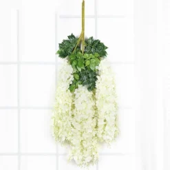 Dtopbuyage - Paquet de 12 rotins de fleurs artificielles de glycine et de violet pour mariage blanc Outlet