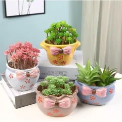 Dtopbuyage Cache-Pots Et Bacs D'Intérieur | - Pot céramique coloré 12x10x7cm fleurs