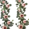 Dtopbuyage - Vigne de fleurs artificielles de pivoine et de feuilles d'eucalyptus pour mariage rose 2 pièces Best