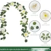 Dtopbuyage - Vigne de fleurs artificielles de pivoine et de feuilles d'eucalyptus pour mariage blanc 2pcs Discount