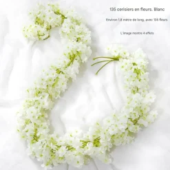 Dtopbuyage Plantes Artificielles | - Vigne de fleurs de cerisier artificielles pour décor intérieur et masquer les tuyaux blanc