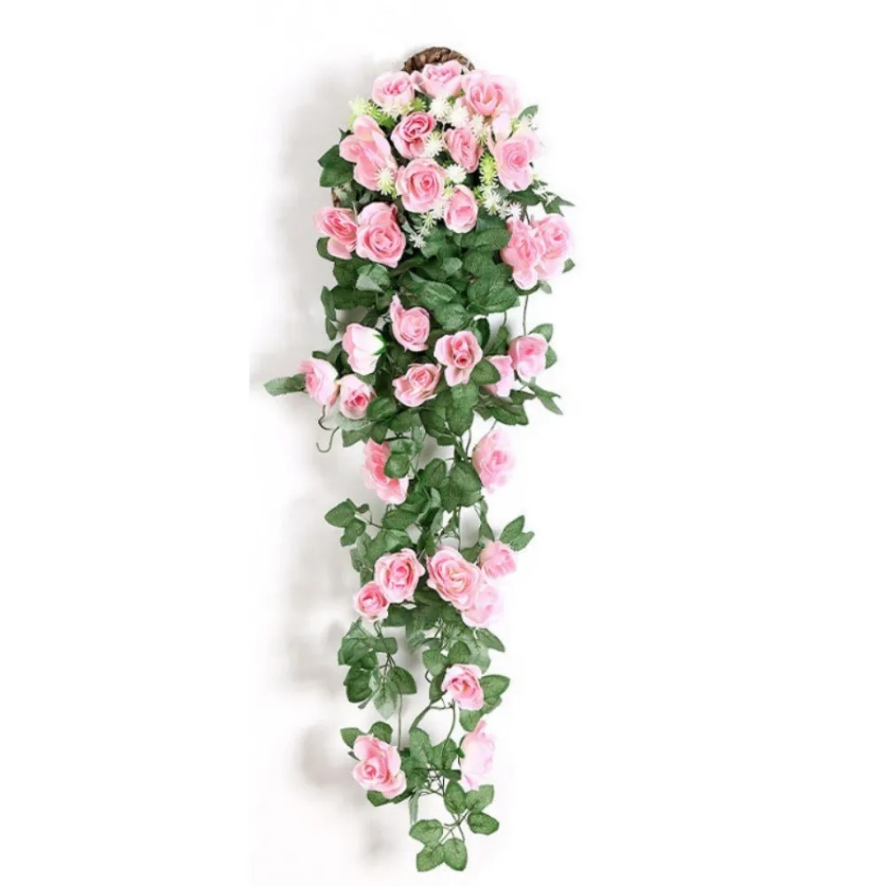 Dtopbuyage Plantes Artificielles | - Vinée de roses artificielles avec panier de bambou pour décoration rose