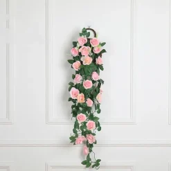 Dtopbuyage Plantes Artificielles | - Vinée de roses artificielles avec panier de bambou pour décoration rose