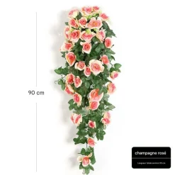 Dtopbuyage - Vinée de roses artificielles avec panier de bambou pour décoration champagne Outlet