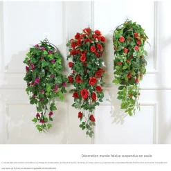 Dtopbuyage - Vinée de roses artificielles avec panier de bambou pour décoration champagne Outlet