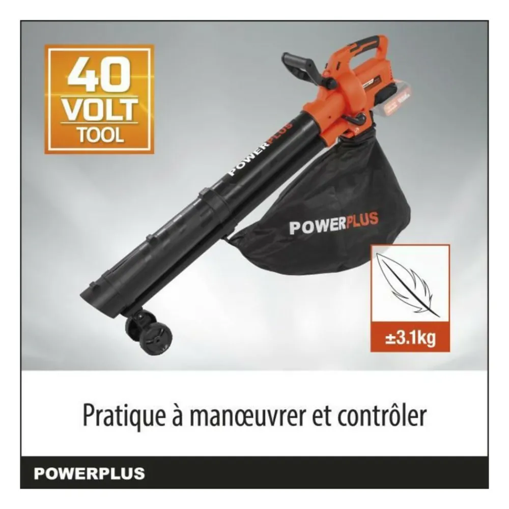 Dual Power Broyeurs, Nettoyeurs Et Souffleurs | - Aspirateur souffleur broyeur a batterie 40v powdpg75270 - moteur brushless - livré sans batterie ni chargeur