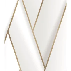 Dutch Wallcoverings - Papier peint geometric blanc et doré Discount