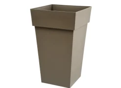 Eda Pots Et Jardinières | - Pot de fleur carré toscane 39 x h.65 cm - taupe
