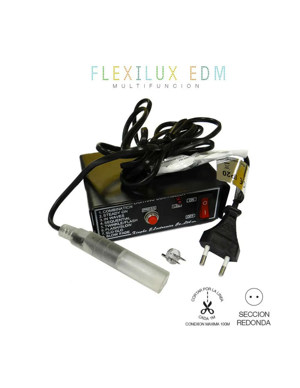 Edm - Programmeur tube flexilux 2 voies 100m (ip44 intérieur - extérieur) Sale