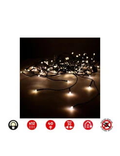 Edm - Rideau icicle easy-connect 2x0,5m 12 bandes blanc chaud 30v (usage int. Ext.) total 0,72w Discount