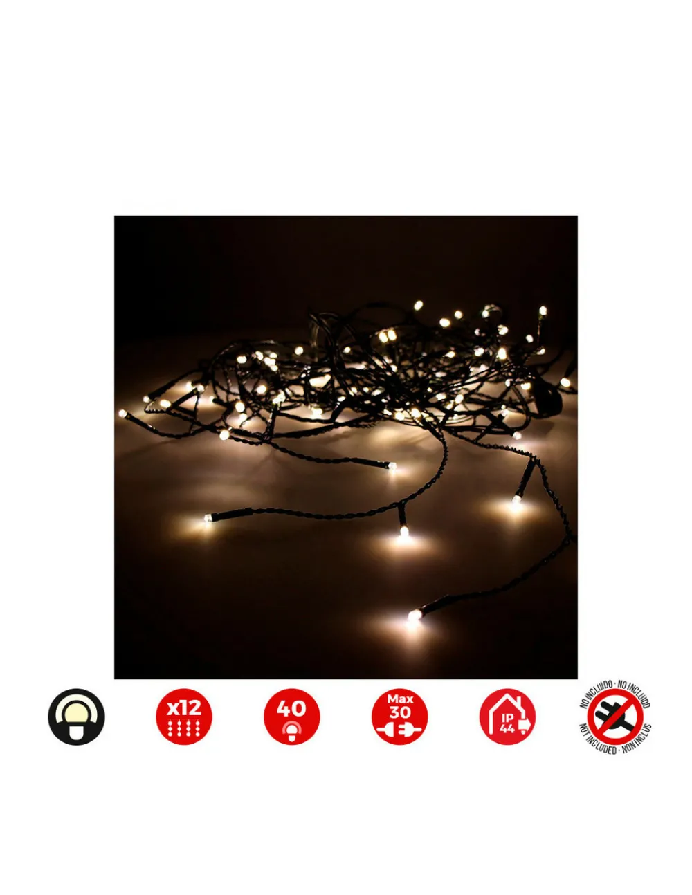 Edm - Rideau icicle easy-connect 2x0,5m 12 bandes blanc chaud 30v (usage int. Ext.) total 0,72w Discount