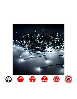 Edm - Rideau lumineux easy-connect 2x2m 10 bandes 200 led blanc froid 30v (usage int. Ext.) total 3,2w Hot