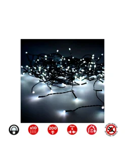 Edm - Rideau lumineux easy-connect 2x2m 10 bandes 200 led blanc froid 30v (usage int. Ext.) total 3,2w Hot