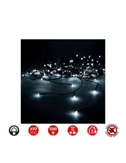 Edm - Rideau lumineux easy-connect 2x1m 10 bandes 100 leds blanc froid 30v (usage int. Ext.) total 1,8w Hot