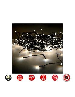 Edm Eclairage D’Extérieur | - Rideau lumineux easy-connect 2x2m 10 bandes de 200 led blanc chaud 30v (usage int. Ext.) total 3,2w