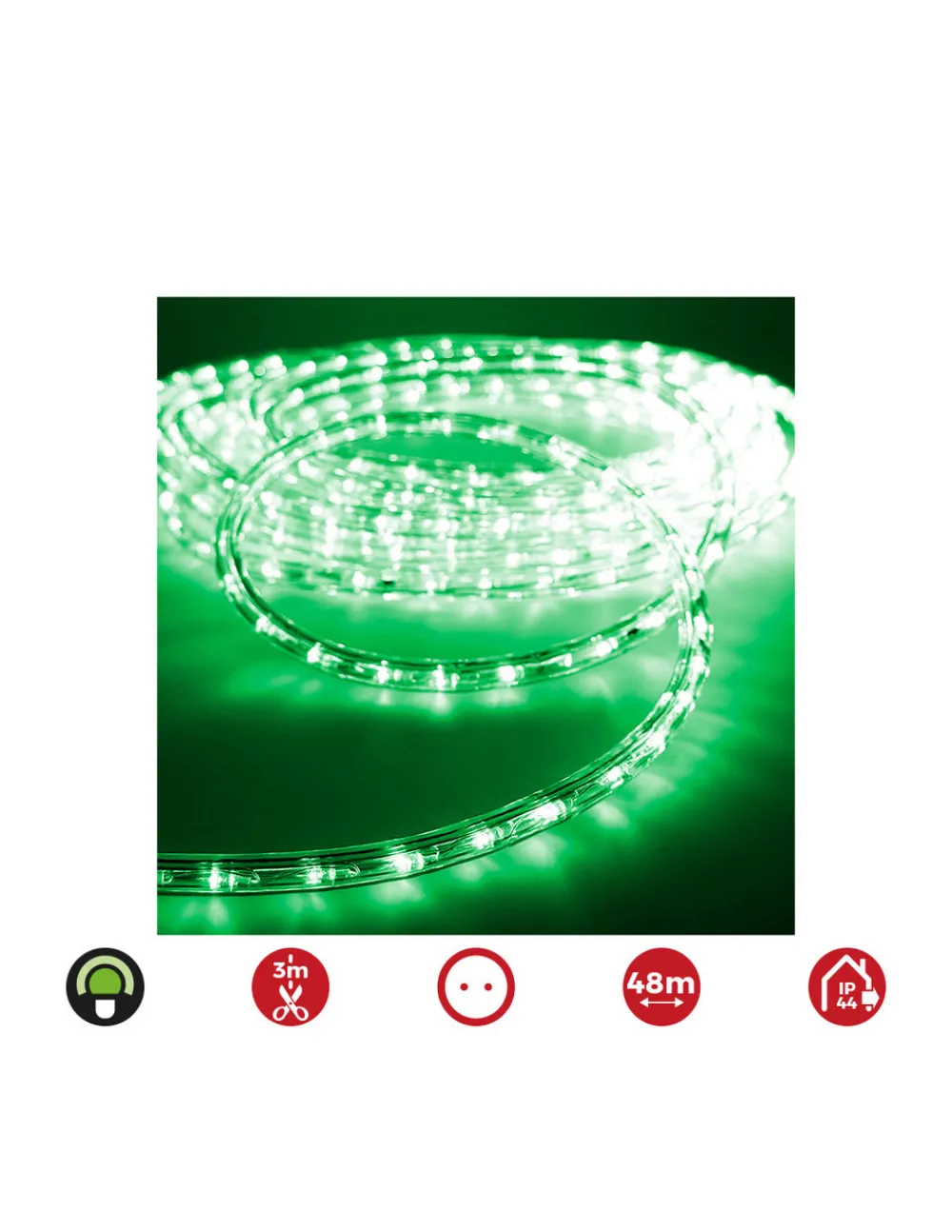 Edm - Tube flexiled led 2 voies multifonction 48m.36 leds/m vert 48m ip44 ( usage int. Ext.) Outlet