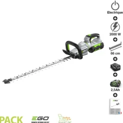 Ego Power+ - Pack sculpte-haies batterie 2,5ah et chargeur inclus lame double 66 cm egopower ht2600e New