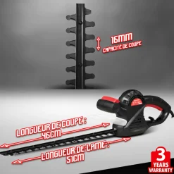 Elem Garden Technic Taille-Haies, Tronçonneuses Et Élagueuses | - Taille haies électrique 500w - lame 51cm - elem garden