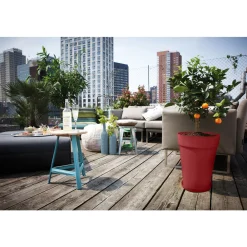 Elho - Pot Loft rond haut, coloris rouge théâtre - D.33,5xH.45,3cm