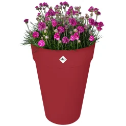 Elho - Pot Loft rond haut, coloris rouge théâtre - D.33,5xH.45,3cm