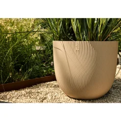Elho Cache-Pots Et Bacs D'Intérieur|Pots Et Jardinières | - Pot Sereh rond, coloris beige champignon - D.47xH.40,1cm