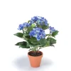 Emerald Fleurs Et Plantes Artificielles | - Hydrangea x7, dans pot terra cotta bleu foncé