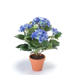 Emerald Fleurs Et Plantes Artificielles | - Hydrangea x7, dans pot terra cotta bleu foncé