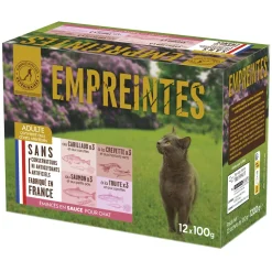 Empreintes - Emincés en sauce (cabillaud, crevette, saumon, truite) - Chat 12x100g Online